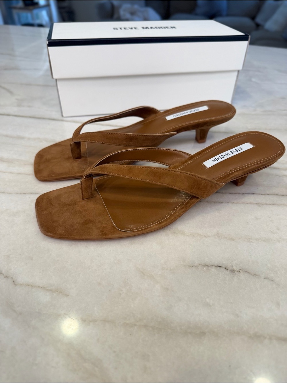 Steve Madden Tan Suede Kitten Heel Sandals NWT